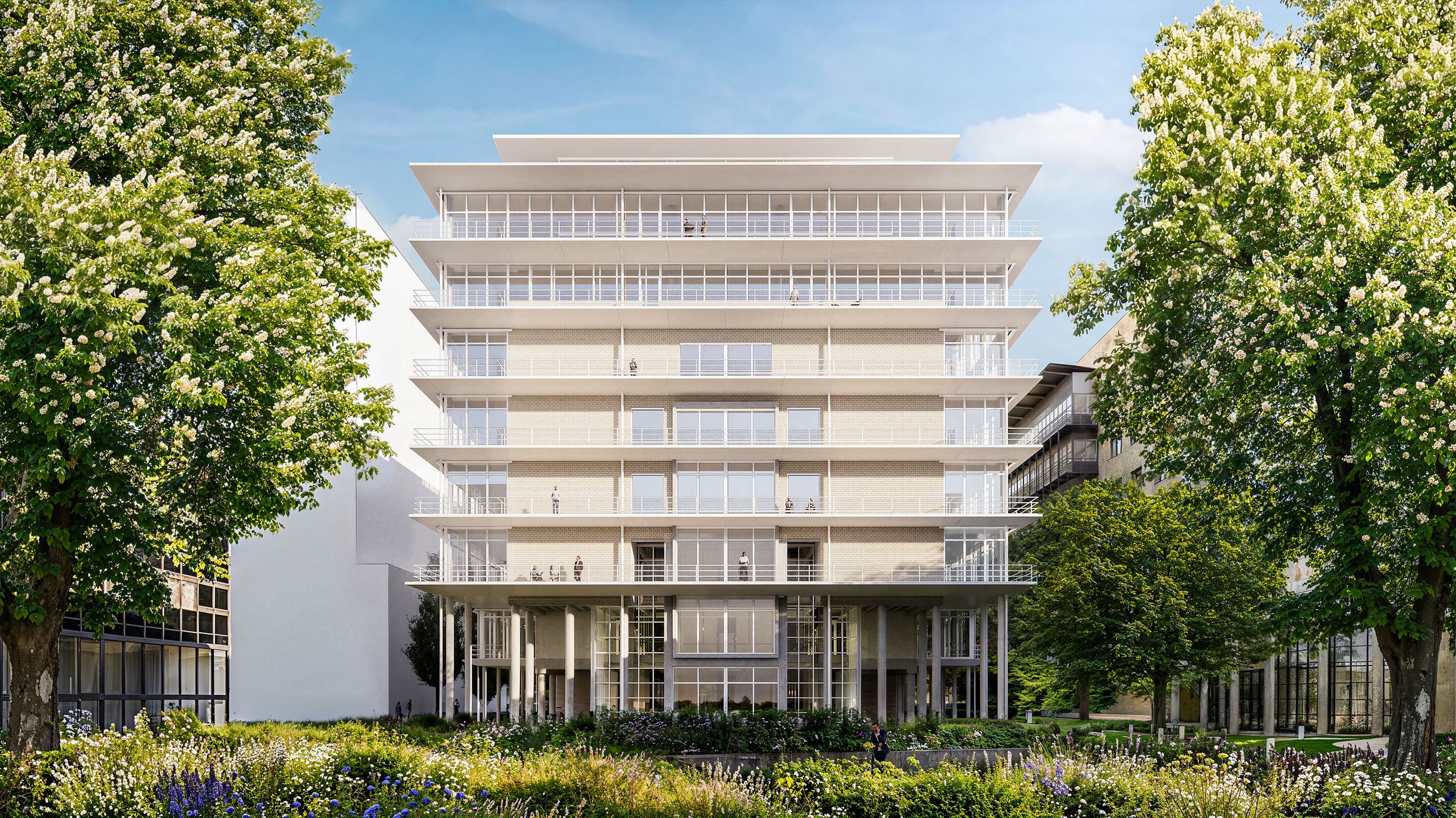 Gebäude FLOW im Neuen Klybeck in Basel Aussenansicht der Front
